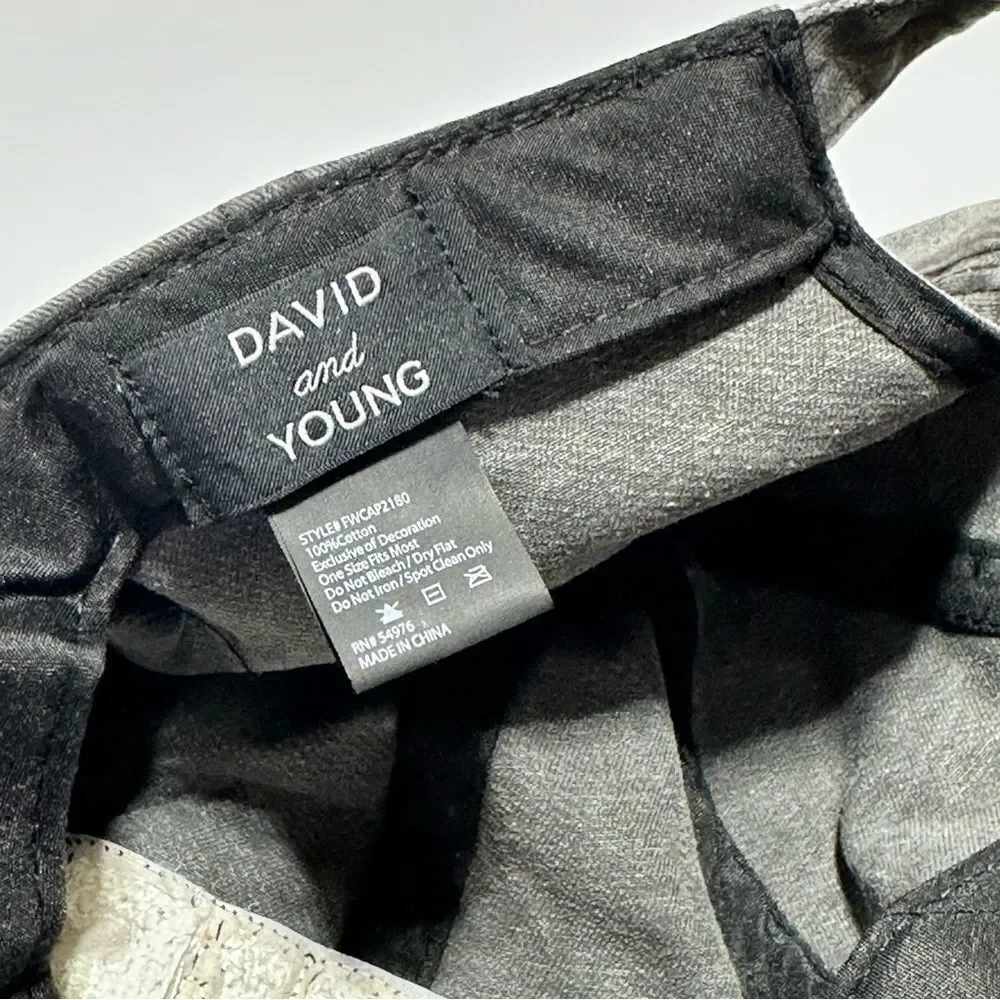 David and Young Gray Baseball Hat Cap Fashion Hat LOVE Logo Chambray Denim Style